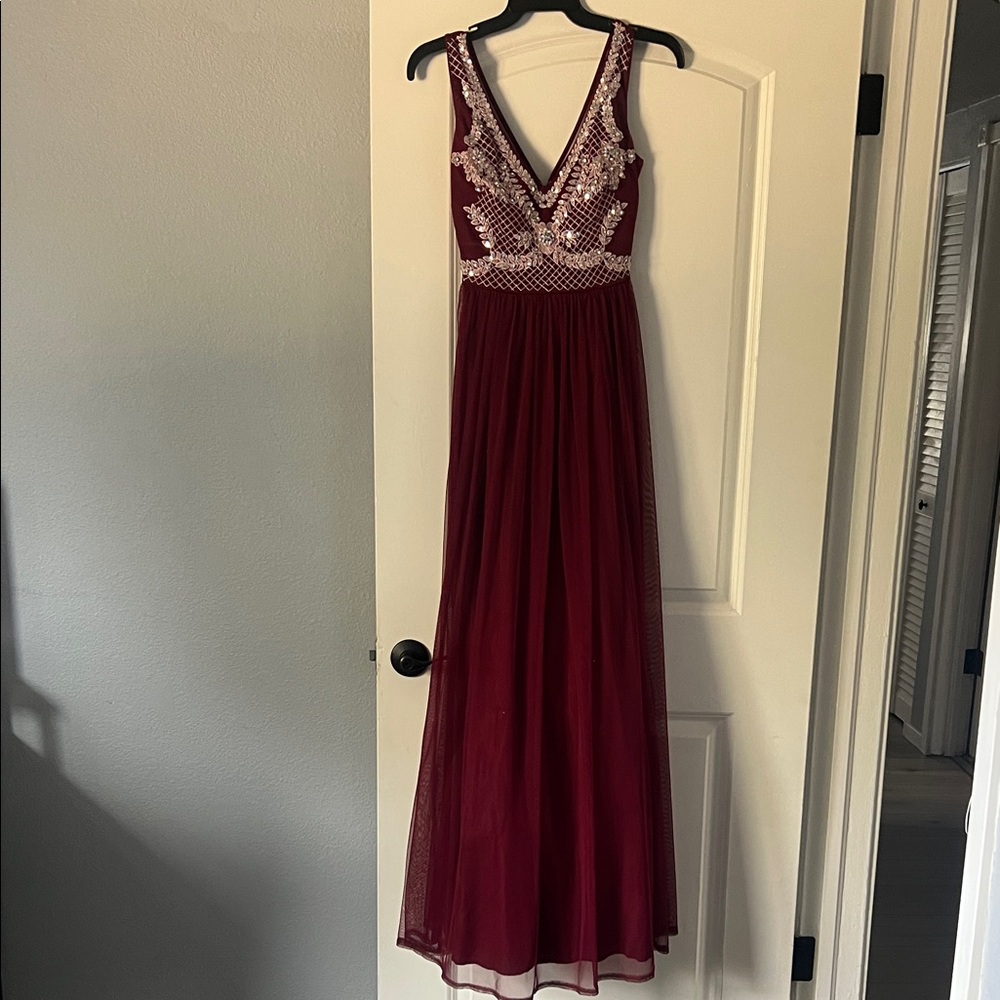 Elegant Burgundy Evening Gown